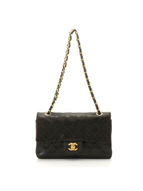 Chanel Quilted Double Flap Bag 23 Black Lambskin